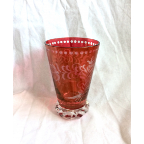 Vase - Rd Krystal - Slibninger - 14 cm.