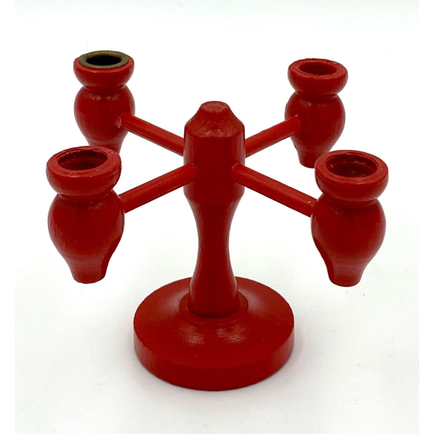 Gammel Julestage - Rd Adventsstage - Svensk - Malet Tr - 13,5 cm.