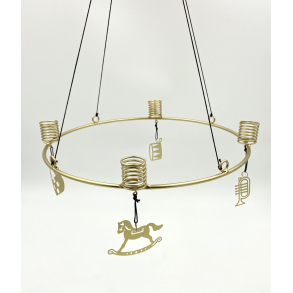 Gammeldags Adventsstage - Forgyldt Krans - Ophng - Julevedhng - 30 cm.