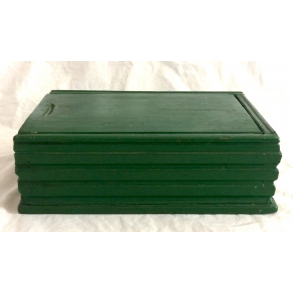 Gammel ske/Kasse - Malet Tr - Grn - 31,5 cm.