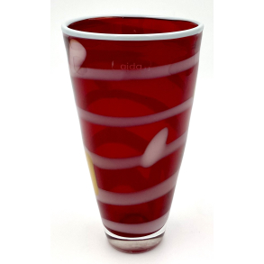 Aida Vase - Rdt Glas - Spiralmnster - 18,5 cm.