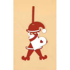 Retro Juleuro - Nisse Med Hjerte - Papirklip - 1970'erne - 14,5 cm. - Anni & Bent Knudsen