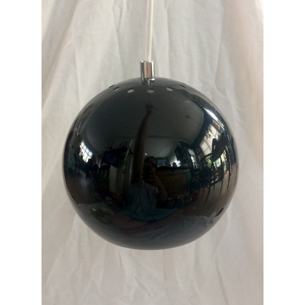 Ball Lampe - Pendel - Blank Sort - 17 cm.