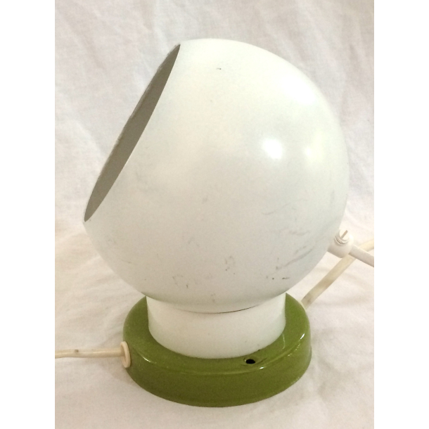 Retro Lampe - Ball Vglampe - Hvid &amp; Grn - 15 cm.