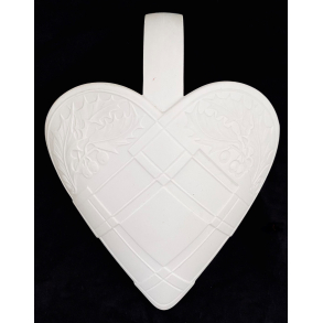 B&G Julepynt - Julehjerte Nr. 9205 - Hvid Bisquit - 20 cm.