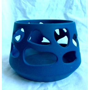 Skl Med Hulmnster - Mat Bl - 12,5 cm.