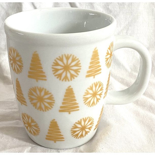 Bodum Julestel - Krus - Hvid &amp; Guld - Juletrer &amp; Snefnug - 10 cm.