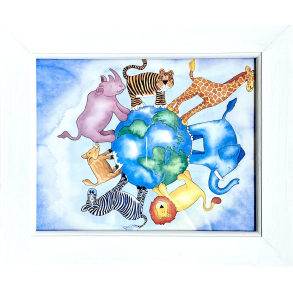 Brnebillede - Akvarel - Vilde Dyr Jorden Rundt - 31 cm.