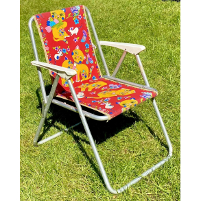 Retro Havestol - Brne-Campingstol - Rd - Katte - 54 cm.