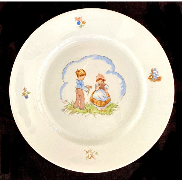 Retro Stel - Frokosttallerken - Brnetallerken - Dreng &amp; Pige - 19,5 cm.