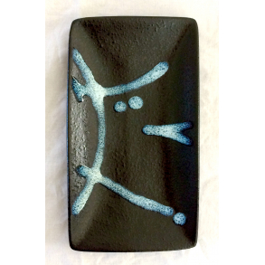 Retro Keramik - Sort Bordfad - 23,5 cm.