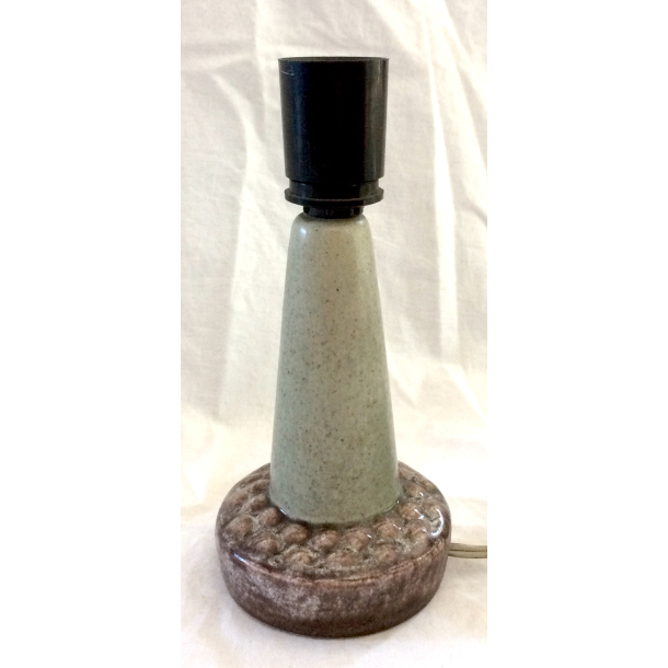 Retro Lampe - Bordlampe - Stentj - Mrkegr Glasur - 21,5 cm.