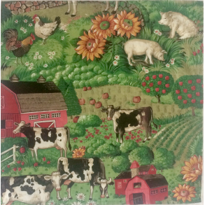 Brdserviet - Stof - Bondegrd - 34 cm.