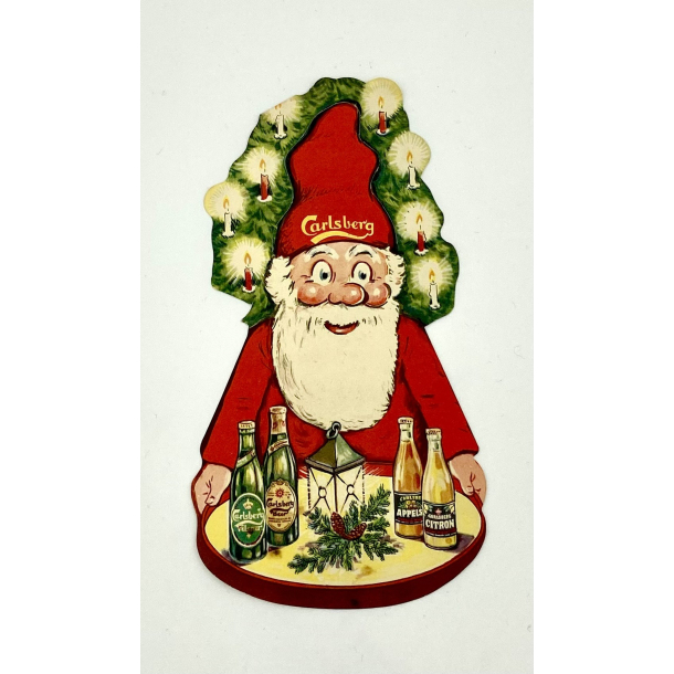 Retro Julepynt - Carlsberg Flaskepynt - Nisse - 15,5 cm.