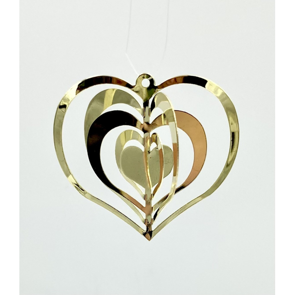 Juleuro - 3D Julehjerte - Forgyldt Messing - 6 cm. - Charlot Design