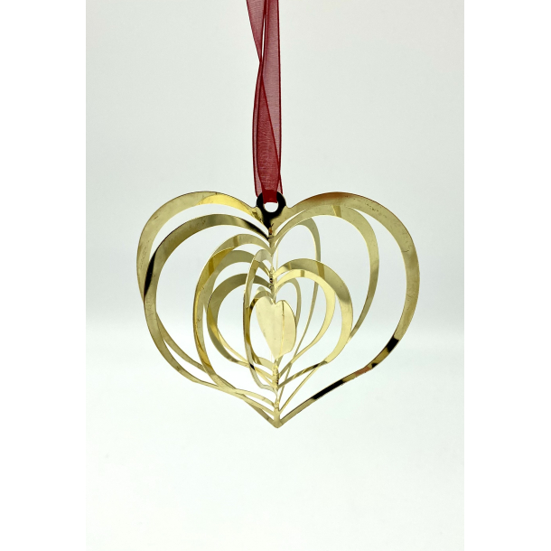 Juleuro - 3D Julehjerte - Forgyldt Messing - 11 cm. - Charlot Design