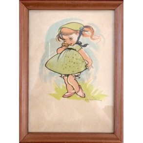 Christel Billede - Pige Med Blomst - r 1949 - 16,5 cm.