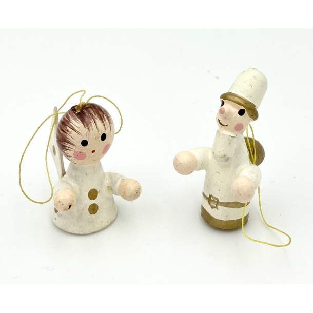 Retro Julepynt - Juleophng - Engel &amp; Julemand - Malet Tr - Daells Varehus - St Af 2