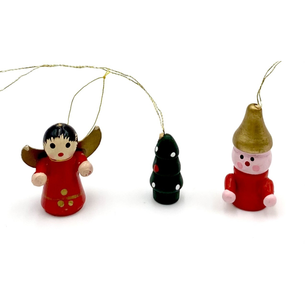 Retro Julepynt - Juleophng - Engel, Juletr &amp; Nisse - Malet Tr - Daells Varehus - St Af 3