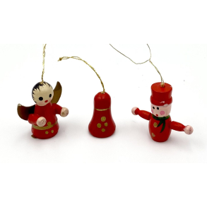 Retro Julepynt - Juleophng - Engel, Klokke & Julemand - Malet Tr - Daells Varehus - St Af 3