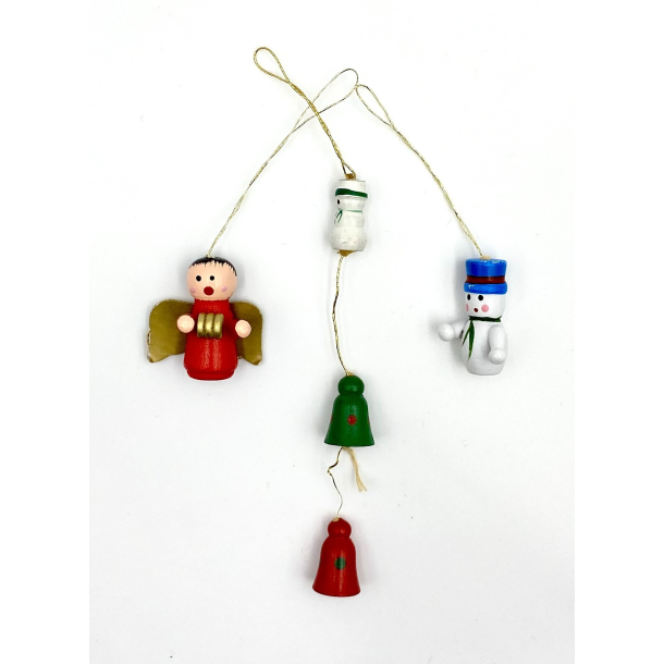 Retro Julepynt - Juleophng - Engel, Snemand &amp; Klokker - Malet Tr - Daells Varehus - St Af 3