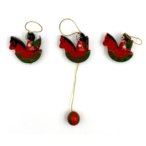 Retro Julepynt - Juleophng - Engle P Gyngehest - Malet Tr - Daells Varehus - St Af 3