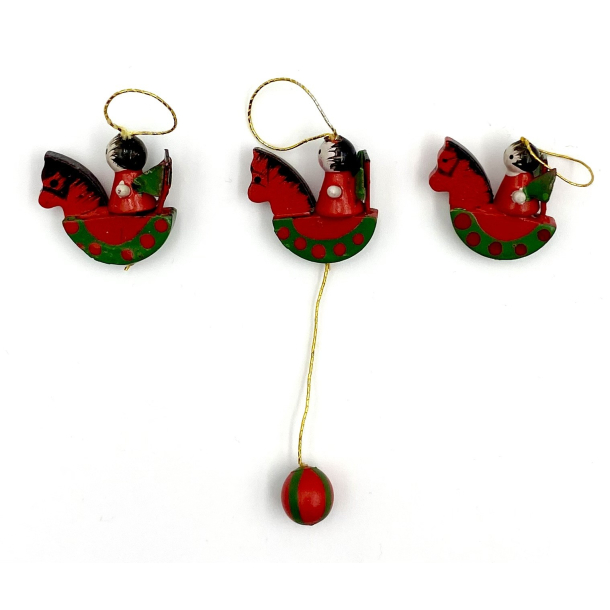 Retro Julepynt - Juleophng - Engle P Gyngehest - Malet Tr - Daells Varehus - St Af 3