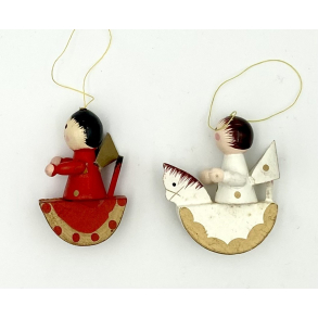 Retro Julepynt - Juleophng - Engle P Gyngehest - Malet Tr - Daells Varehus - St Af 2