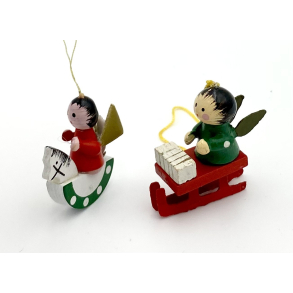 Retro Julepynt - Juleophng - Engle P Klk & Gyngehest - Malet Tr - Daells Varehus - St Af 2