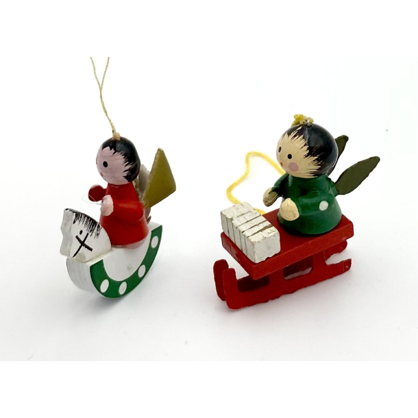 Retro Julepynt - Juleophng - Engle P Klk &amp; Gyngehest - Malet Tr - Daells Varehus - St Af 2