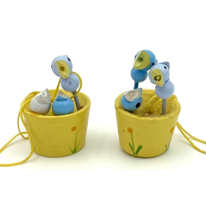 Retro Pskepynt - Fuglereder - Malet Tr - Pastelfarver - Daells Varehus - St Af 2