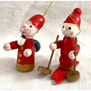 Retro Julepynt - Juleophng - Nisse & Julemand - Malet Tr - Daells Varehus - St Af 2