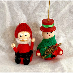 Retro Julepynt - Juleophng - Nisse & Musikant - Malet Tr & Stof - Daells Varehus - St Af 2