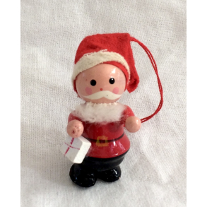 Retro Julepynt - Juleophng - Nisse - Malet Tr - Daells Varehus - 4,5 cm.