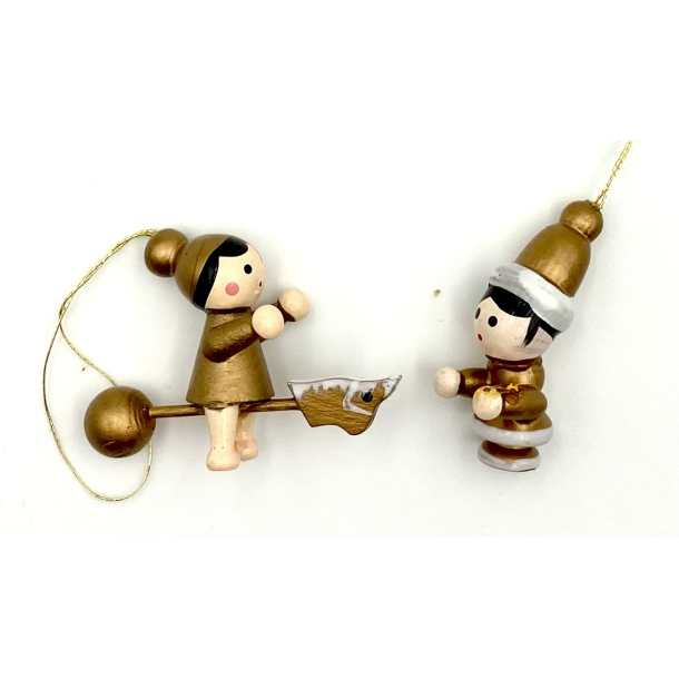 Retro Julepynt - Juleophng - Nissepiger - Malet Tr - Daells Varehus - St Af 2