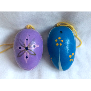 Retro Pskepynt - Pskeg - Malet Tr - Bl & Lilla - 4,5 cm. - Daells Varehus - St Af 2