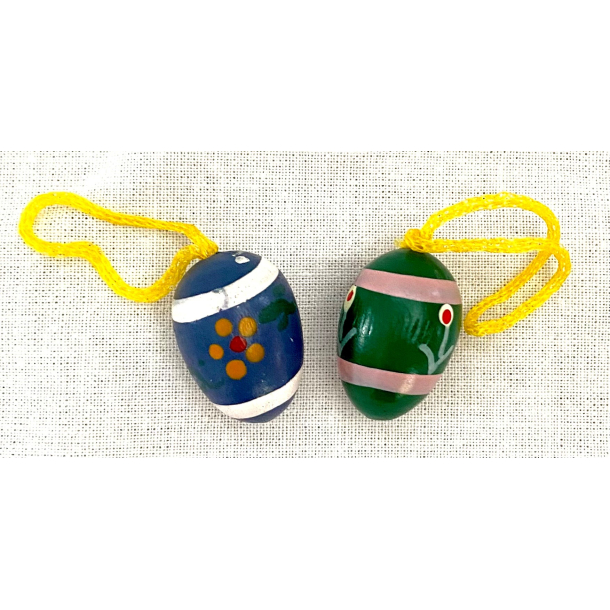 Retro Pskepynt - Pskeg - Malet Tr - Lilla &amp; Grn - 2 cm. - Daells Varehus - St Af 2