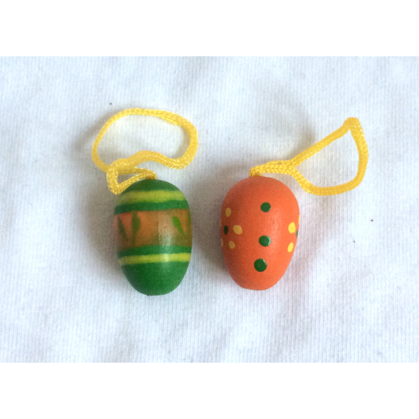 Retro Pskepynt - Pskeg - Malet Tr - Grn &amp; Orange - 2 cm. - Daells Varehus - St Af 2