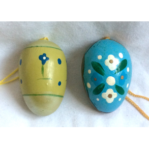 Retro Pskepynt - Pskeg - Malet Tr - Lysegrn & Lysebl - 4,5 cm. - Daells Varehus - St Af 2