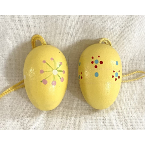 Retro Pskepynt - Pskeg - Malet Tr - Lysegul Pastel - 3,5 cm. - St Af 2