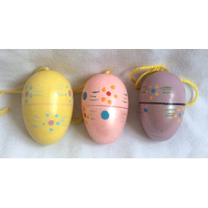 Retro Pskepynt - Pskeg - Malet Tr - Pastelfarver - 3,5 cm. - Daells Varehus - St Af 3