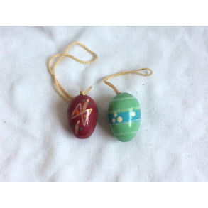 Retro Pskepynt - Pskeg - Malet Tr - Rosa & Lysegrn - 2 cm. - Daells Varehus - St Af 2