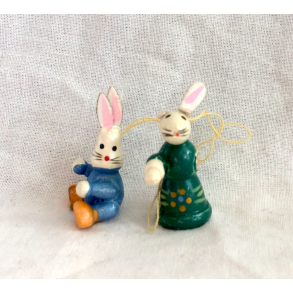 Retro Pskepynt - Pskeharer - Malet Tr - Bl & Grn Pastel - Daells Varehus - St Af 2