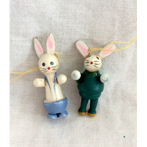 Retro Pskepynt - Pskeharer - Malet Tr - Grn & Bl Pastel - Daells Varehus - St Af 2