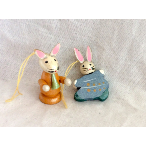 Retro Pskepynt - Pskeharer - Malet Tr - Lysebl & Guldfarvet Pastel - Daells Varehus - St Af 2