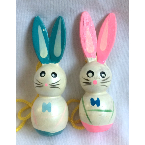 Retro Pskepynt - Pskeharer - Malet Tr - Lyserd & Lysebl Pastel - Daells Varehus - St Af 2