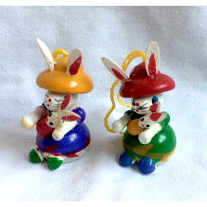 Retro Pskepynt - Pskeharer Med Unger - Malet Tr - Daells Varehus - St Af 2