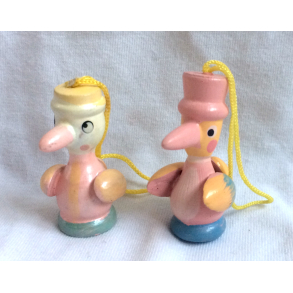 Retro Pskepynt - Ornamenter - Malet Tr - Pastelfarver - Daells Varehus - St Af 2