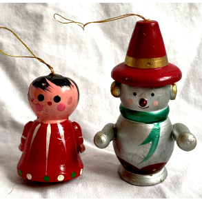 Retro Julepynt - Juleophng - Snemand & Engleklokke - Malet Tr - Daells Varehus - St Af 2