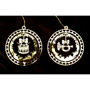 Gammelt Julepynt - Ornamenter - Tromme & Trompet - Daells Varehus